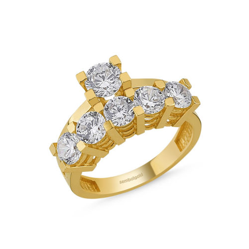 Altın Tektaş & 5 Taş Yüzük 2si Bir Arada - SembolGold