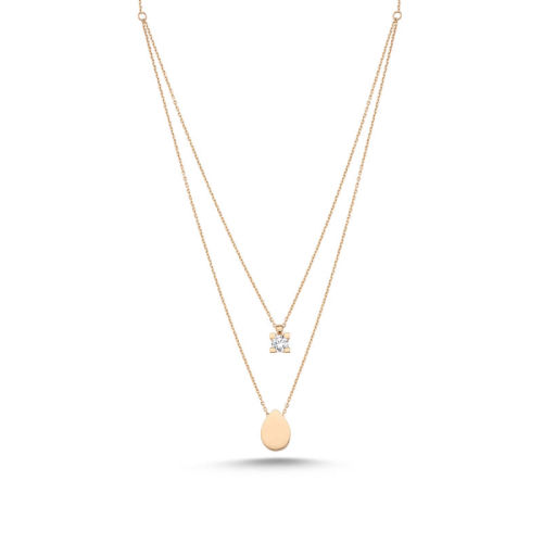 Altın Tektaş & Damla Kolye Swarovski - SembolGold