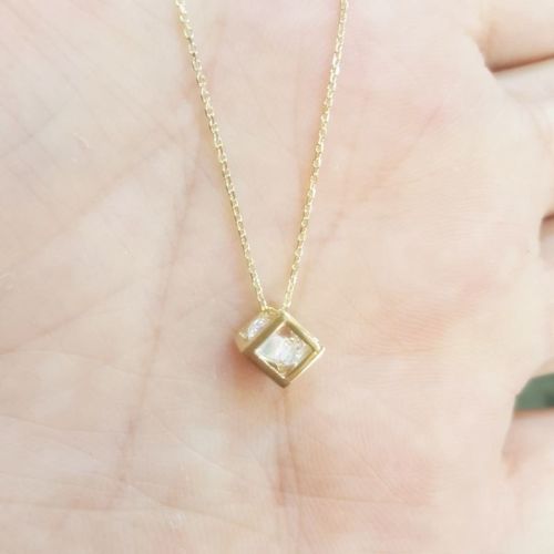 SembolGold - Altın Tektaş Kolye Küre Tasarım Sarı Altın (1)