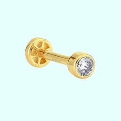 Altın Tektaş Tragus Piercing 14 Ayar - Thumbnail