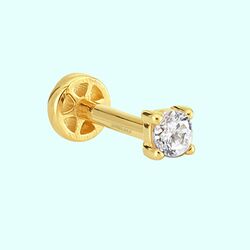 Altın Tektaş Tragus Piercing 14 Ayar - Thumbnail