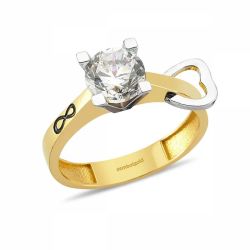 Altın Tektaş Yüzük Özel Tasarım Swarovski - Thumbnail