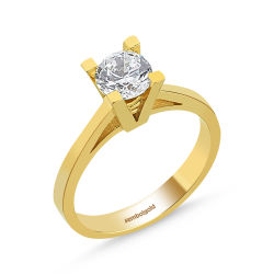 Altın Tektaş Yüzük Swarovski Taşlı - SembolGold