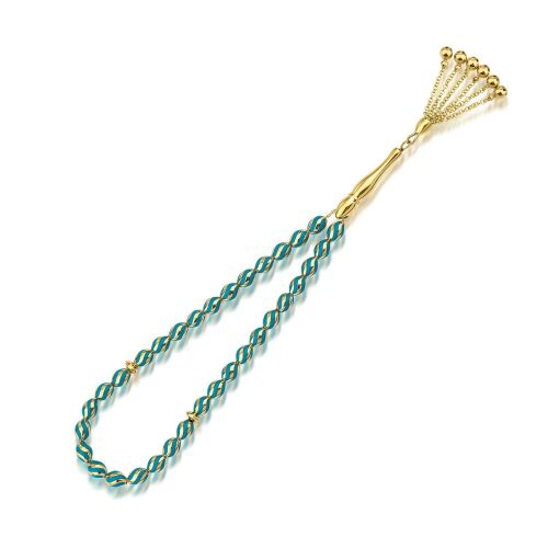 Altın Tesbih Turkuaz S Line Mine 14 Ayar - SembolGold