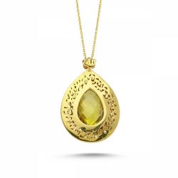Altın TESİR Kolye Sarı Citrin Taşlı - SembolGold