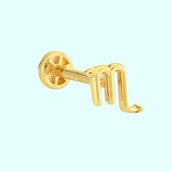 Altın Tragus Piercing 14 Ayar Akrep Burcu - Thumbnail