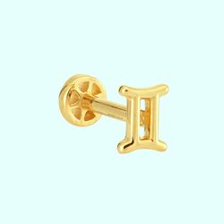 Altın Tragus Piercing 14 Ayar İkizler Burcu - Thumbnail