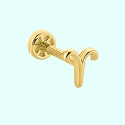 Altın Tragus Piercing 14 Ayar Koç Burcu - Thumbnail