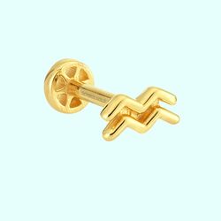 Altın Tragus Piercing 14 Ayar Kova Burcu - Thumbnail