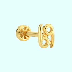 Altın Tragus Piercing 14 Ayar Yengeç Burcu - Thumbnail