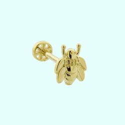 Altın Tragus Piercing Arı 14 Ayar - Thumbnail
