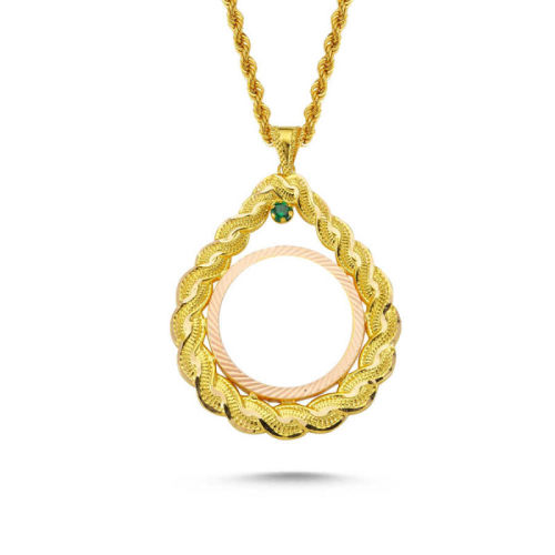 Altın Tuğralı Kolye Tam Altınlı Damla Burgu Tasarım - SembolGold