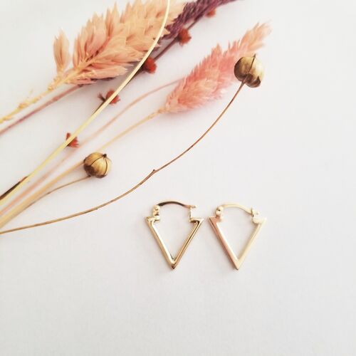 SembolGold - Altın Üçgen Küpe 14 Ayar 1,8 cm Zarif Küpe (1)