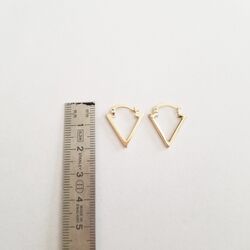 Altın Üçgen Küpe 14 Ayar 1,8 cm Zarif Küpe - Thumbnail