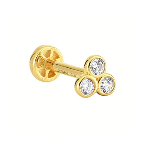 SembolGold - Altın Üçtaş Tragus Piercing 14 Ayar (1)