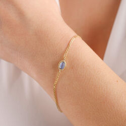 Altın Vintage Bileklik Opal Blue - Thumbnail