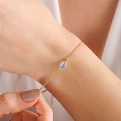 Altın Vintage Bileklik Opal Blue - Thumbnail