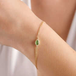 Altın Vintage Bileklik Opal Green - Thumbnail