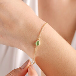 SembolGold - Altın Vintage Bileklik Opal Green (1)