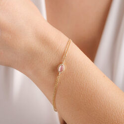Altın Vintage Bileklik Opal Pink - Thumbnail