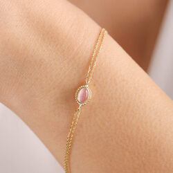 SembolGold - Altın Vintage Bileklik Opal Pink (1)