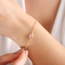 Altın Vintage Bileklik Opal Pink - Thumbnail