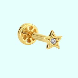 Altın Yıldız Tragus Piercing 14 Ayar - Thumbnail