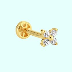 Altın Yonca Tragus Piercing 14 Ayar - Thumbnail