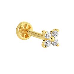 SembolGold - Altın Yonca Tragus Piercing 14 Ayar (1)