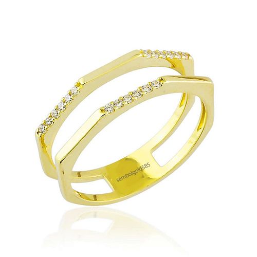 Altın Yüzük Suyolu 14K Gold Taşlı - SembolGold