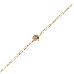 Altın Zincir Damla Bileklik 14K Rose Gold - Thumbnail