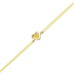 Altın Zincir Kalp Bileklik 14K Gold Taşlı - Thumbnail