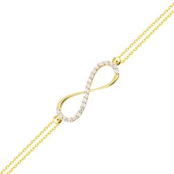 Altın Zincir Sonsuzluk Bileklik 14K Gold Taşlı - Thumbnail