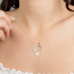SembolGold - Anne Bebek Altın Kolye Kalp'li 14K Gold (1)
