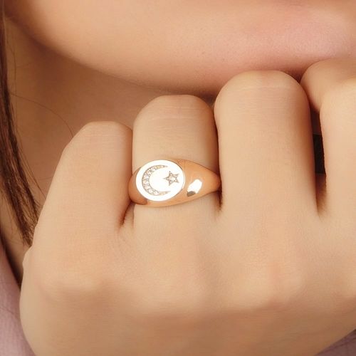 SembolGold - Ayyıldız Şövalye Altın Yüzük 14K Rose Gold (1)