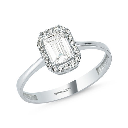 Baget Beyaz Altın Tektaş Yüzük 0.60 Karat - SembolGold