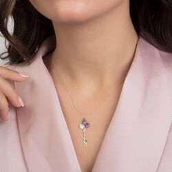 SembolGold - Baloncu Kız Altın Kolye 14K Gold Zirconia (1)