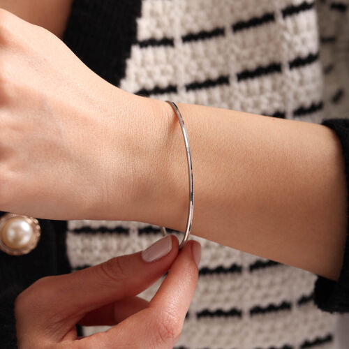 Beyaz Altın Ajda Bilezik Oluklu 8 Ayar - SembolGold