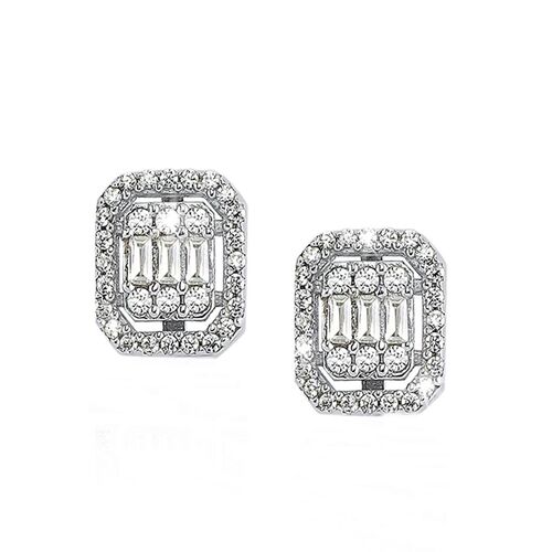 Beyaz Altın Baget Küpe - SembolGold