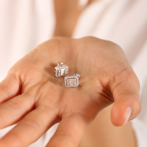 Beyaz Altın Baget Küpe - SembolGold