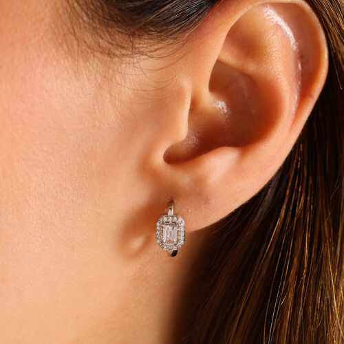 Beyaz Altın Baget Küpe J Model - SembolGold