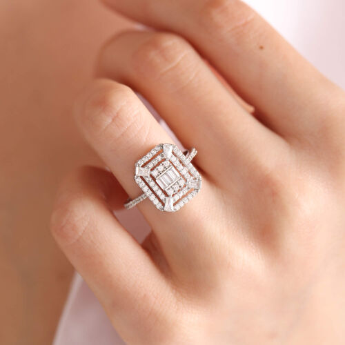 Beyaz Altın Baget Yüzük Parçalı - SembolGold