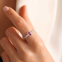 SembolGold - Beyaz Altın Baget Yüzük Ruby (1)