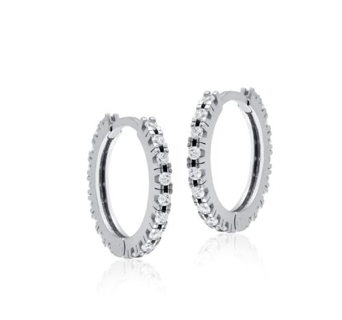 Beyaz Altın Halka Küpe Taşlı Pırlanta Montur - SembolGold