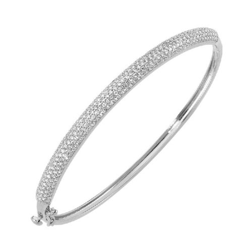 Beyaz Altın Kelepçe 5 Sıra Taşlı Çift Kilitli - SembolGold