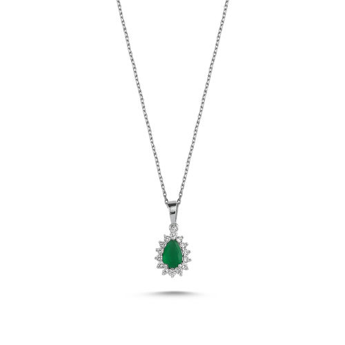 SembolGold - Beyaz Altın Mini Set Zümrüt Damla 3lü Takım (1)