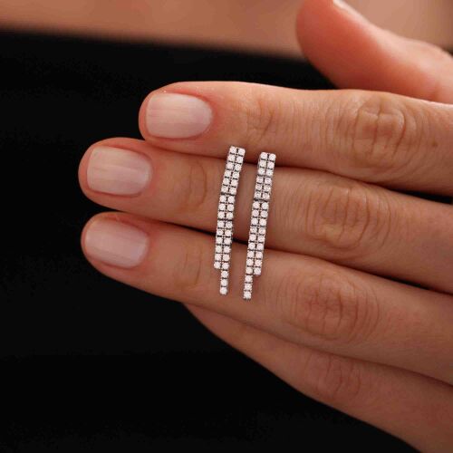 Beyaz Altın Su Yolu Küpe - SembolGold