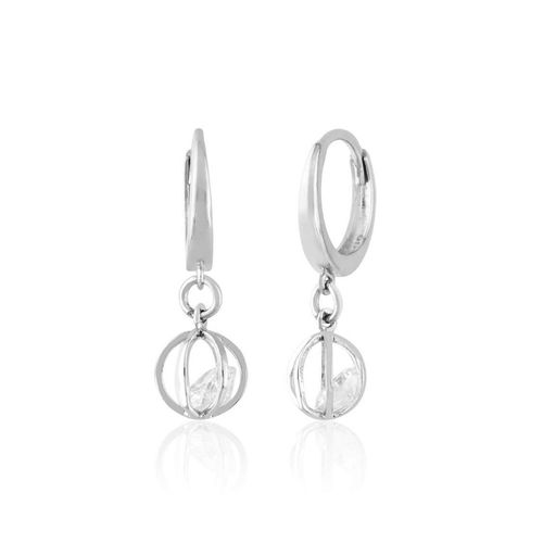 Beyaz Altın Tektaş Küpe Sallantılı - SembolGold