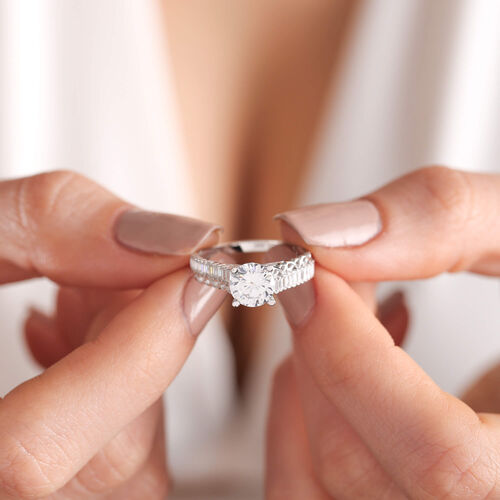 Beyaz Altın Tektaş Yüzük Baget Kenar Sonsuzluk Tasarım - SembolGold