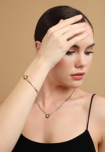 Çağla Set Altın 14 Ayar Kolye/Bileklik - SembolGold